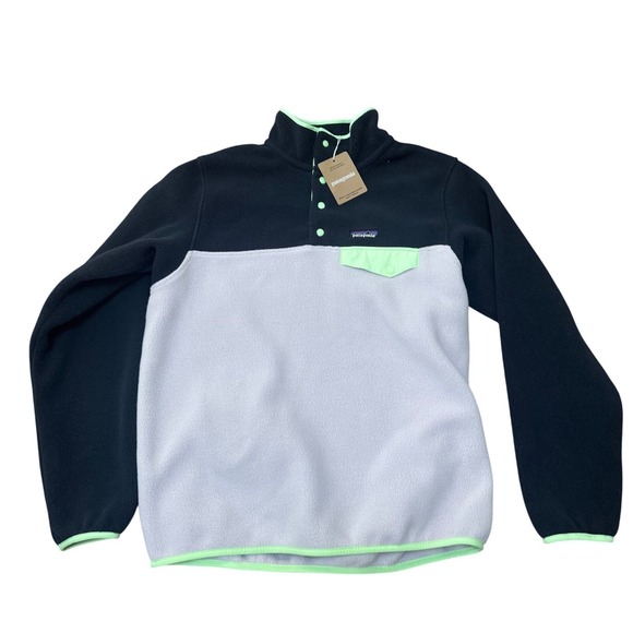 Patagonia Tops - Patagonia Lightweight Synchilla Fleece Pullover Snap-T Navy Lavendar Size M